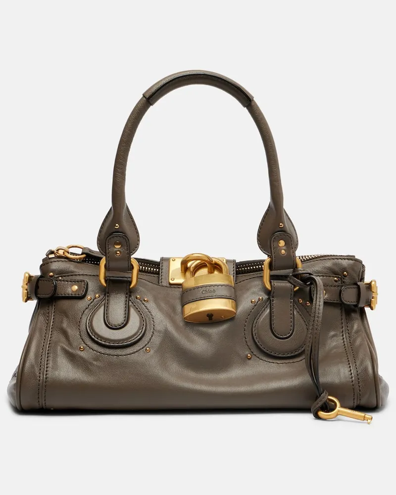 Chloé Chloé Schultertasche Paddington Large aus Leder Grau