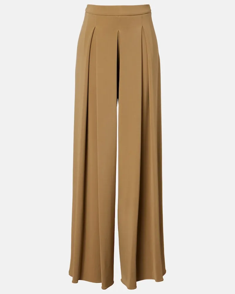 Max Mara Weite High-Rise-Hose Bermuda Beige