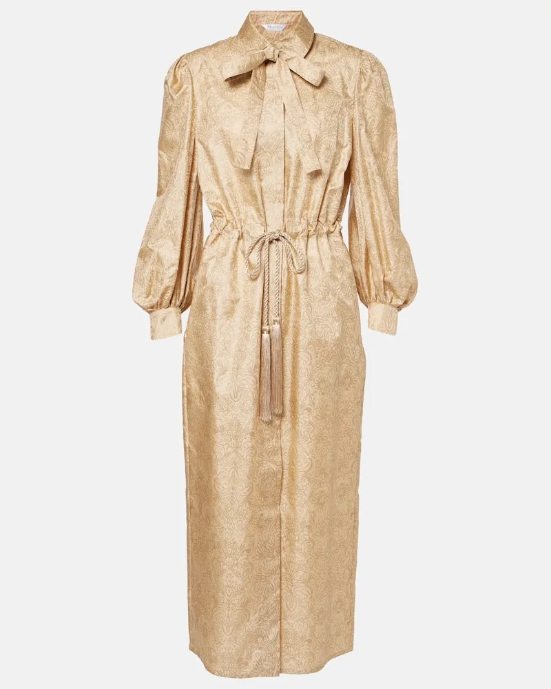 Max Mara Maxikleid Ape aus Seiden-Twill Beige