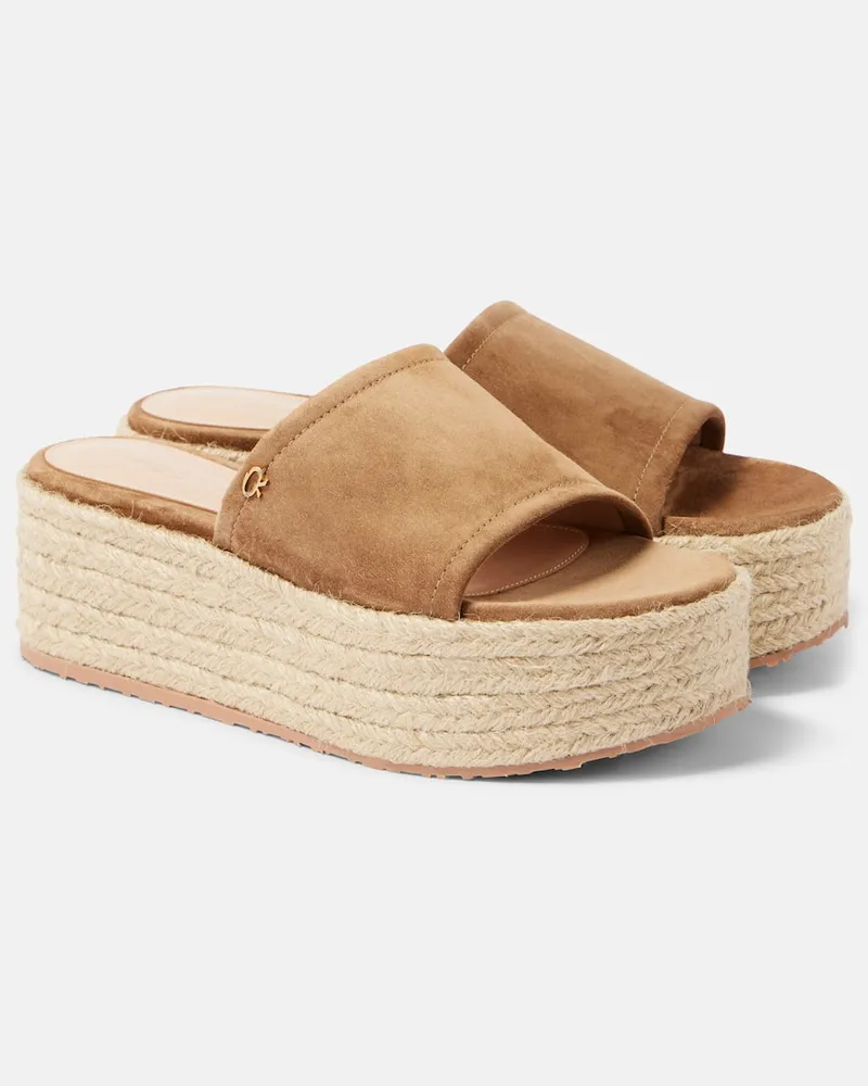 Gianvito Rossi Espadrille-Pantoletten aus Veloursleder Multicolor