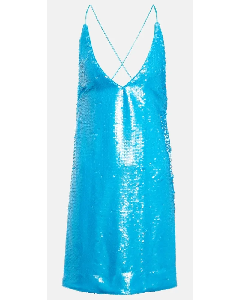 Ganni Minikleid mit Pailletten Blau