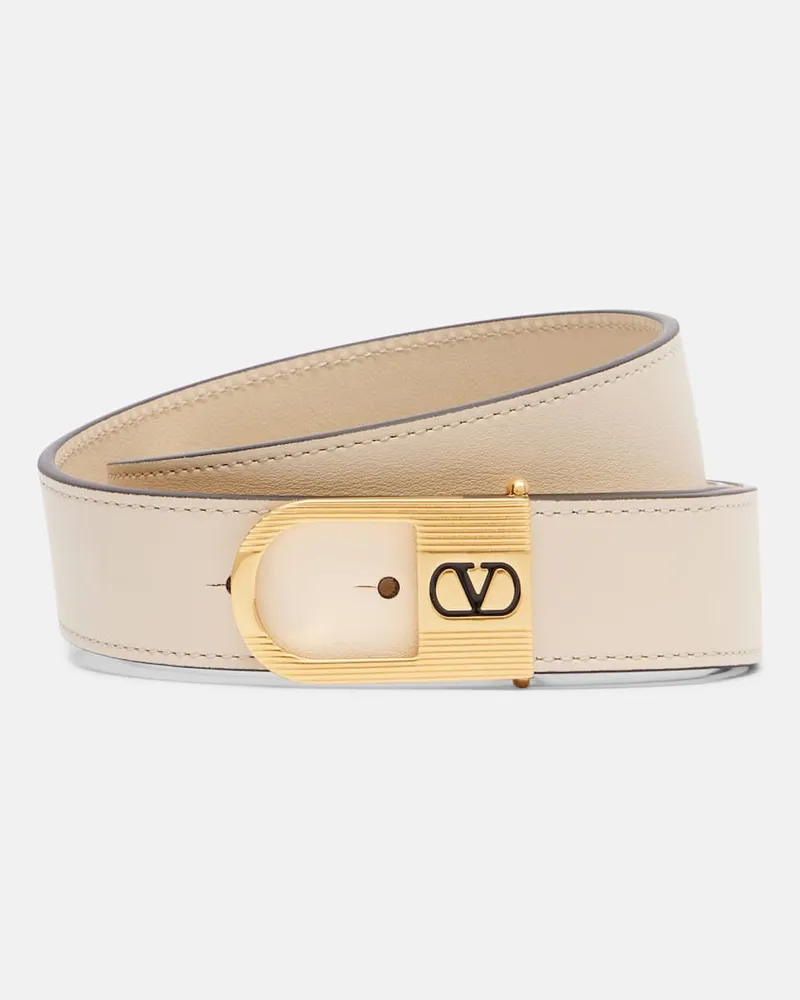 Valentino Garavani Gürtel VLogo Signature aus Leder Weiß