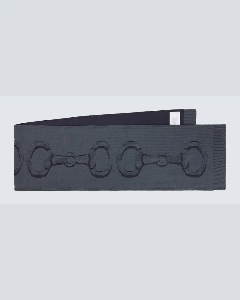 Gucci Schal Horsebit aus Wolle Grau