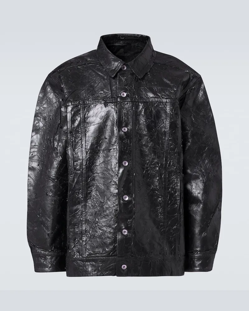 Rick Owens Beschichtete Jeansjacke Schwarz