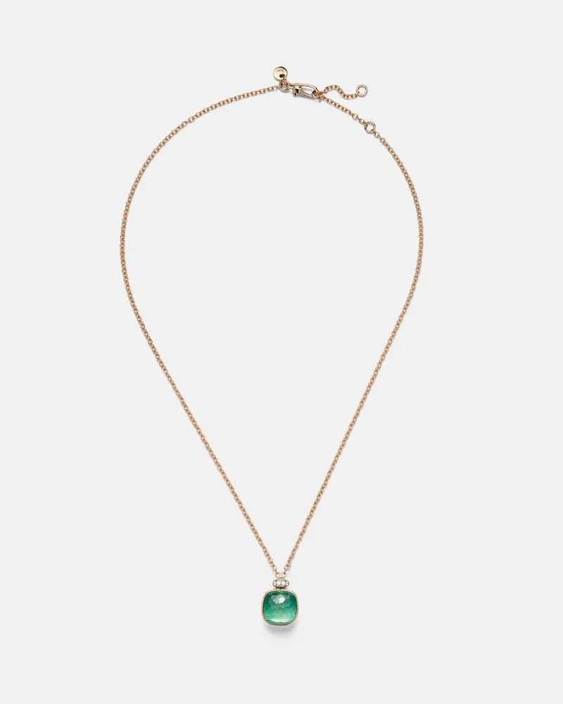 Pomellato Halskette Nudo Classic aus 18kt Rosé- und Weißgold mit Edelsteinen Rosa