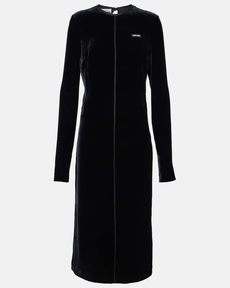 Miu Miu Midikleid aus Satin Schwarz