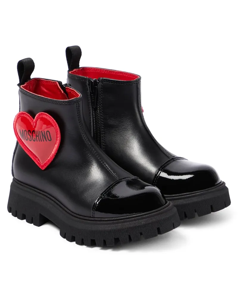 Moschino Stiefel Heart aus Leder und Lackleder Multicolor