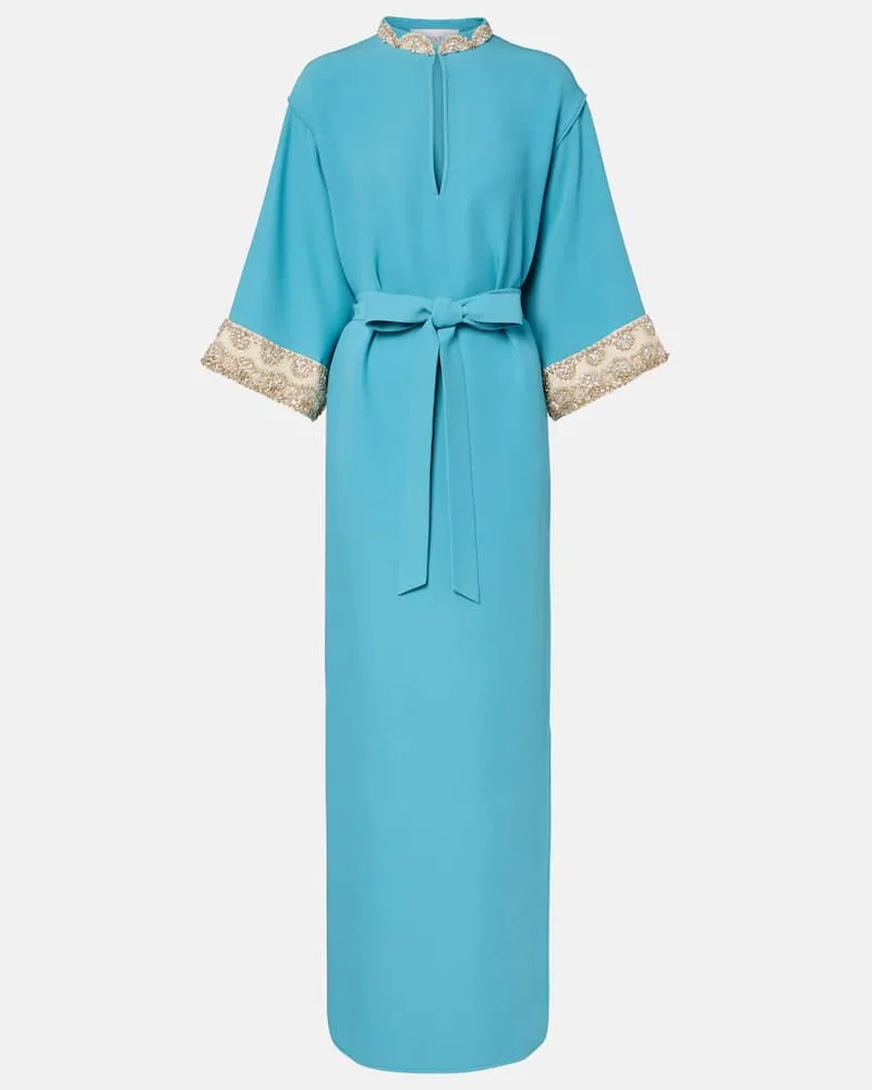 Valentino Garavani Verzierte Robe aus Cady Couture Blau