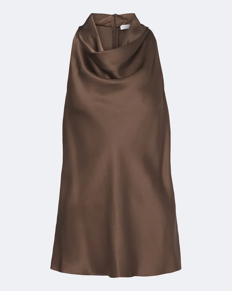 Brunello Cucinelli Top aus Seide Braun