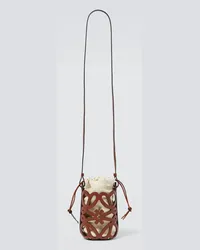 Loewe Bucket-Bag Anagram aus Canvas und Leder Braun