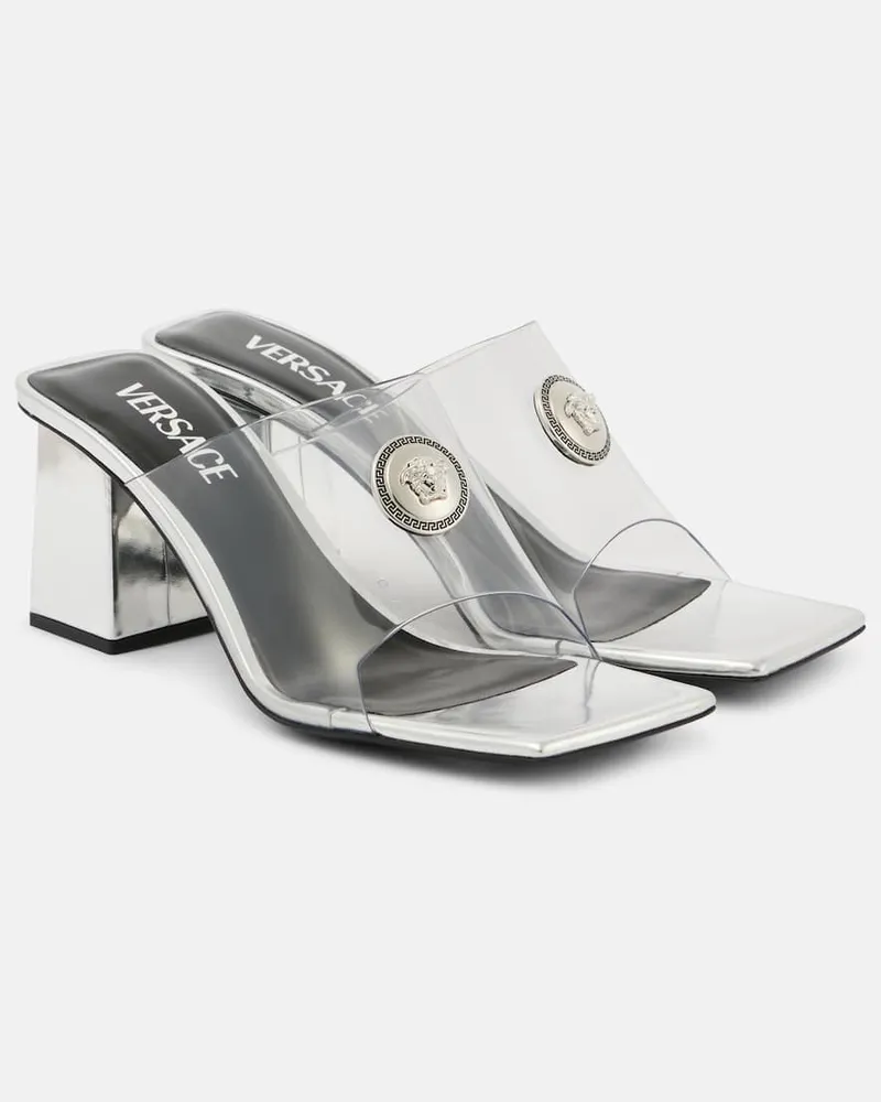 Versace Pantoletten Medusa '95 mit Metallic-Leder Weiß