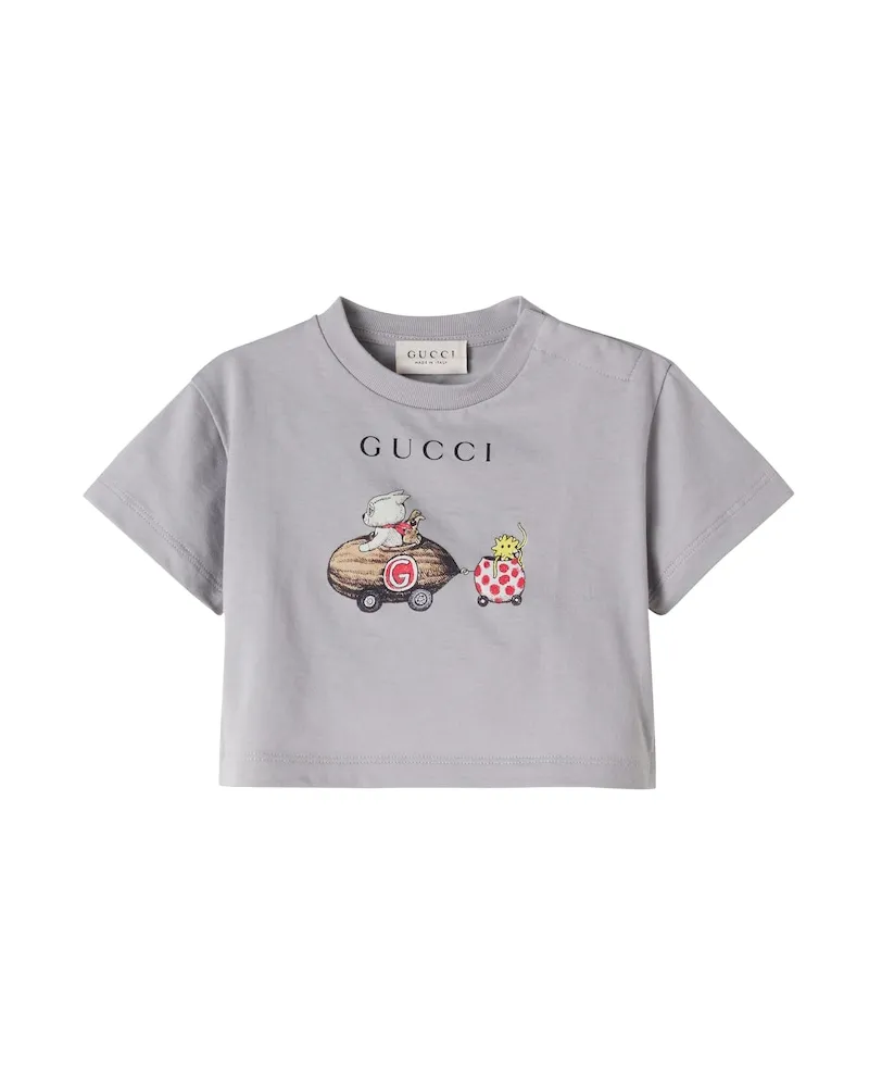Gucci Baby bedrucktes T-Shirt aus Baumwoll-Jersey Grau