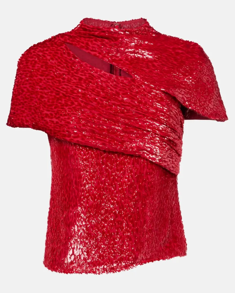 Self-Portrait Top aus Fil Coupé Rot