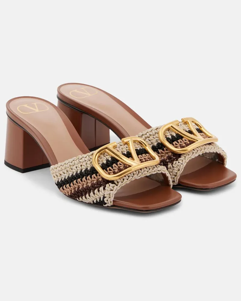 Valentino Garavani Pantoletten VLogo Signature aus Häkelstrick Neutral