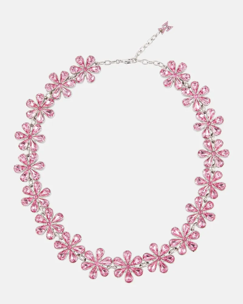 Amina Muaddi Choker mit Kristallen Rosa