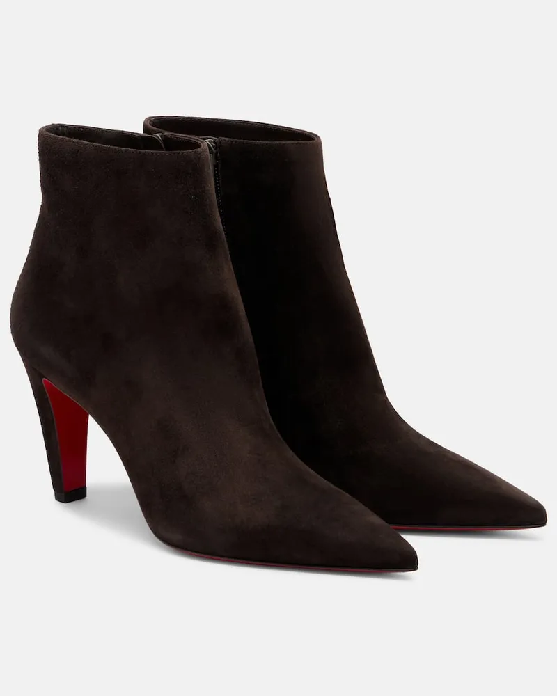 Christian Louboutin Ankle Boots Vibella 85 aus Veloursleder Braun