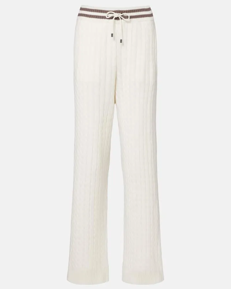 Brunello Cucinelli Weite Hose aus Kaschmir Weiß