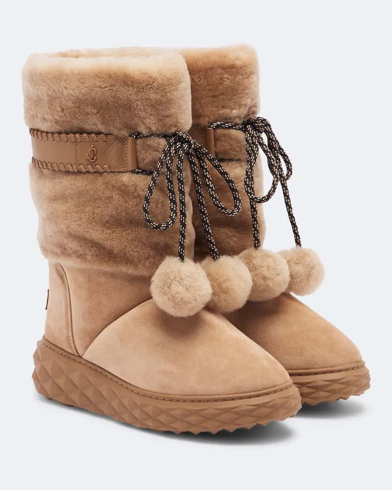 Jimmy Choo Plateau-Stiefel Cobi mit Shearling Beige