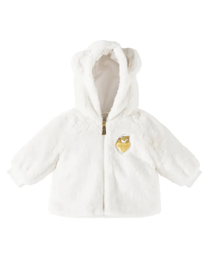 Moschino Baby Jacke TeddyÂ Bear aus Faux Fur Weiã