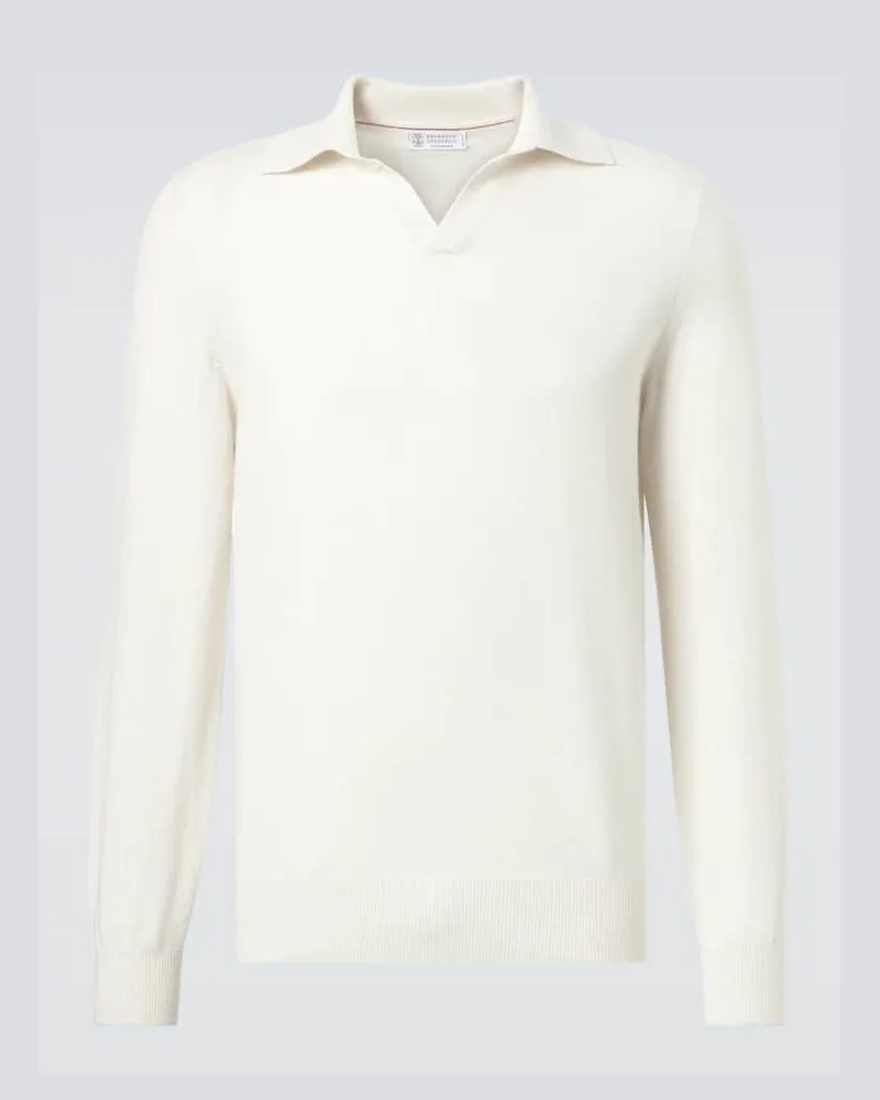 Brunello Cucinelli Polopullover aus Kaschmir Weiß