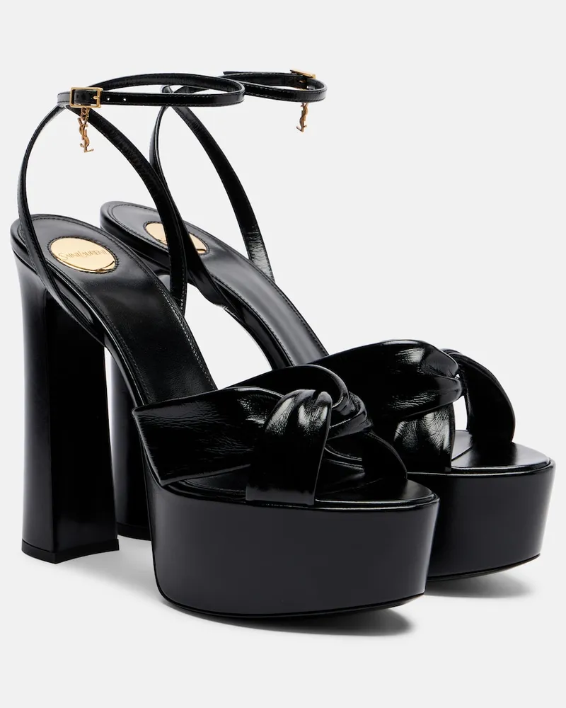 Saint Laurent Plateausandalen Franciane aus Leder Schwarz