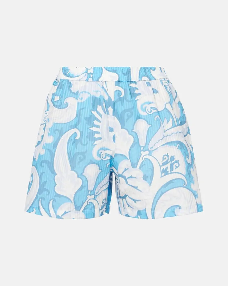 Etro Shorts aus Baumwolle und Seide Blau