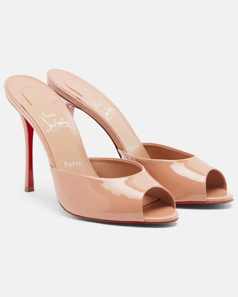 Christian Louboutin Pantoletten Me Dolly 100 aus Lackleder Beige