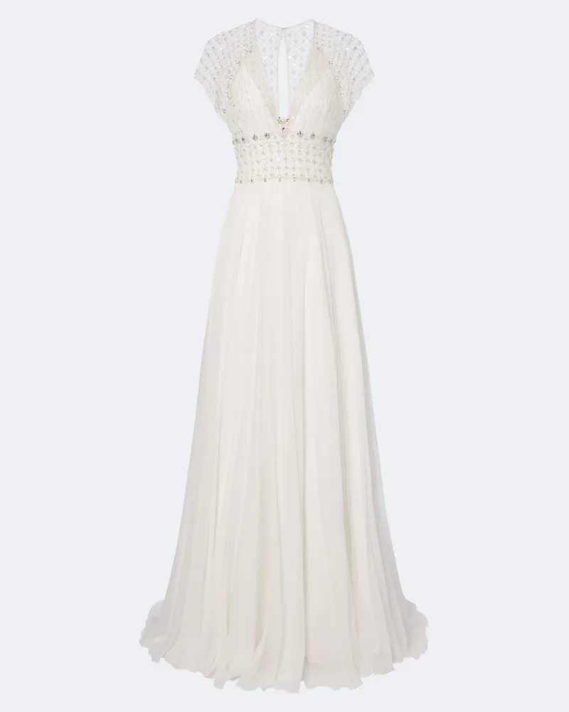 Jenny Packham Bridal Robe Momento aus Tüll und Seidenchiffon Weiß