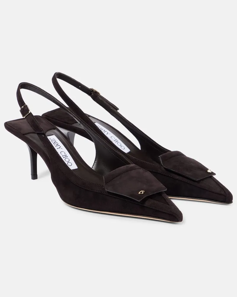 Jimmy Choo Slingback-Pumps Frances 60 aus Veloursleder Braun
