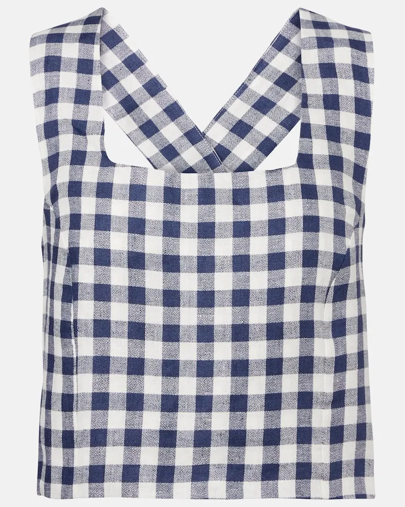 ASCENO Cropped-Top Cozumel aus Leinen Blau