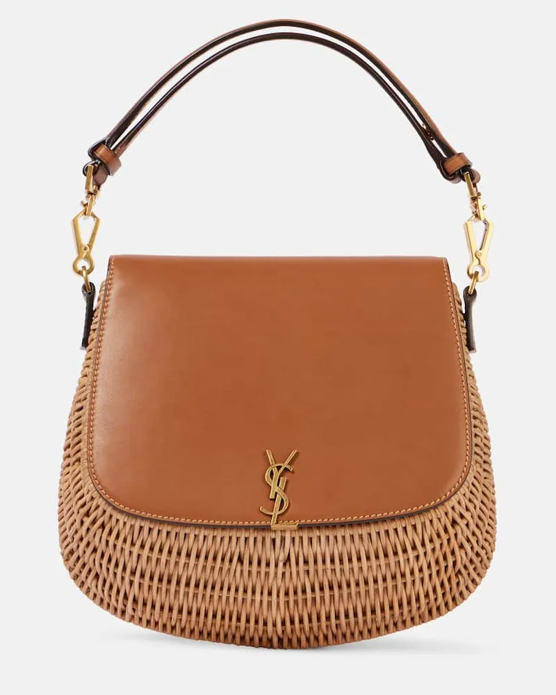 Saint Laurent Tote Bag Voltaire mit Leder Braun