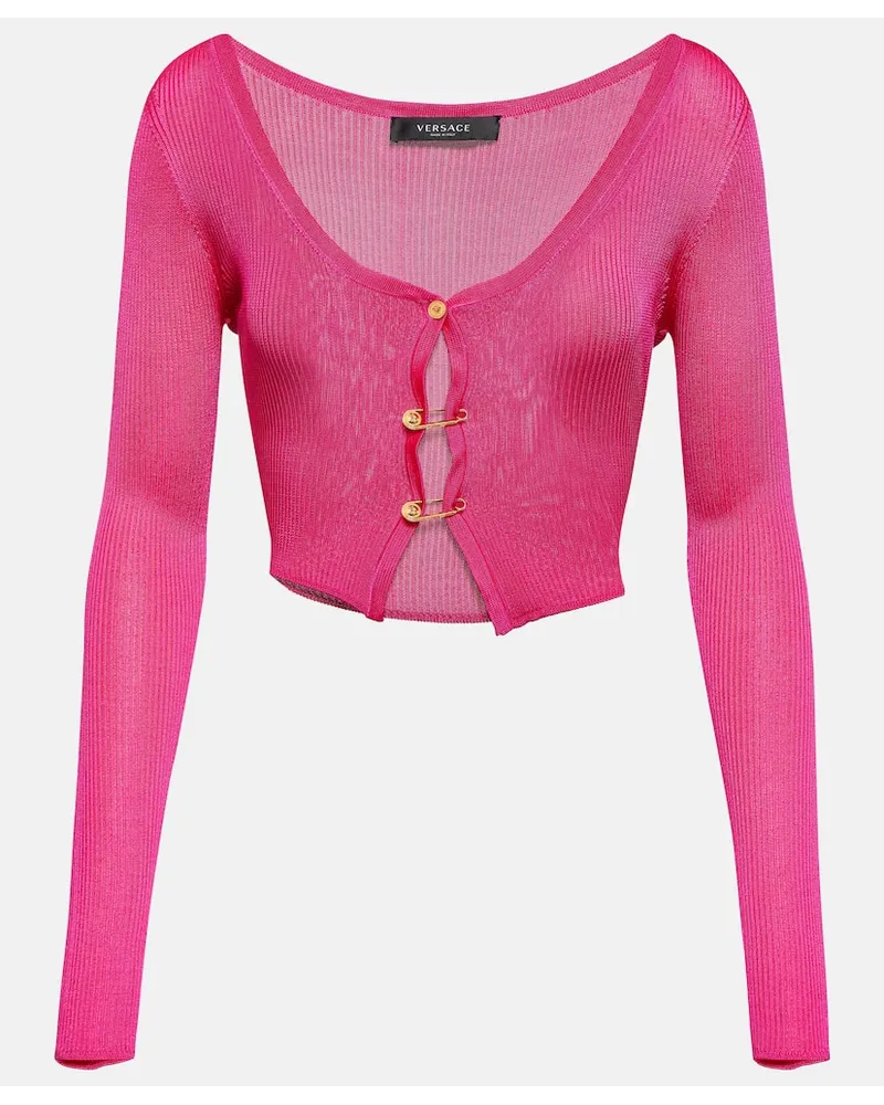 Versace Cropped-Cardigan Safety Pin Pink