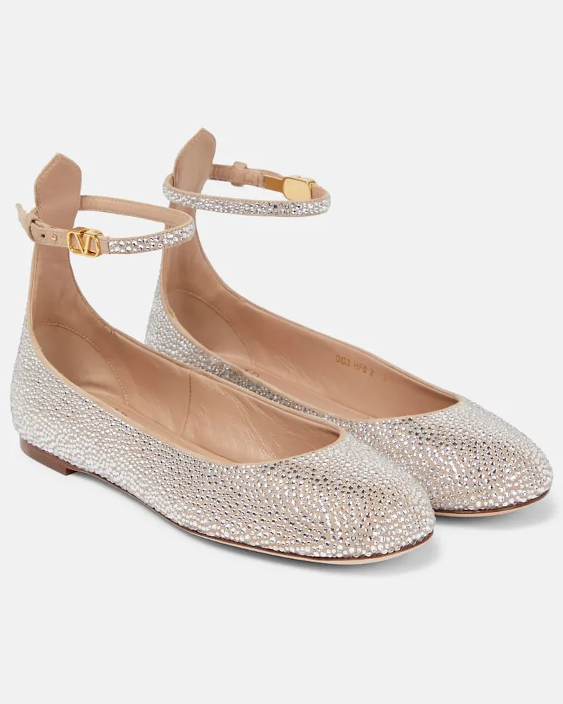 Valentino Garavani Ballerinas Tan-Go mit Kristallen Beige