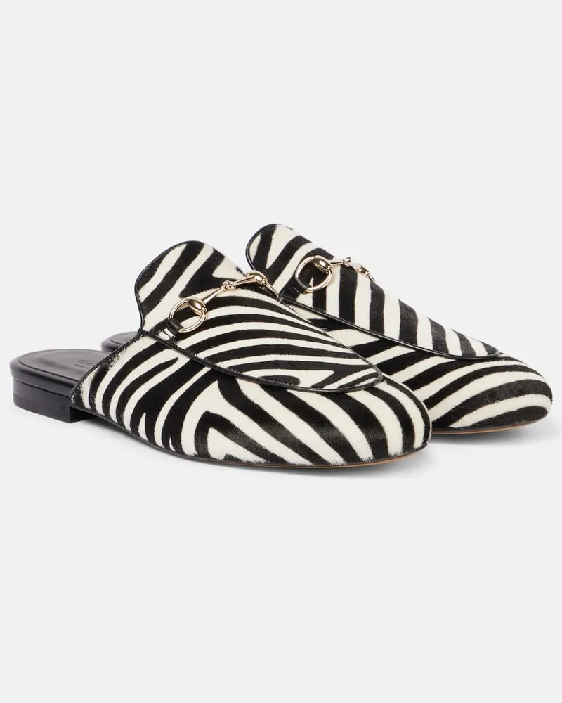 Gucci Bedruckte Slippers aus Kalbshaar Multicolor