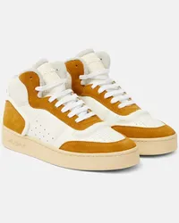 Saint Laurent High-Top Sneakers SL/80 mit Veloursleder Weiss