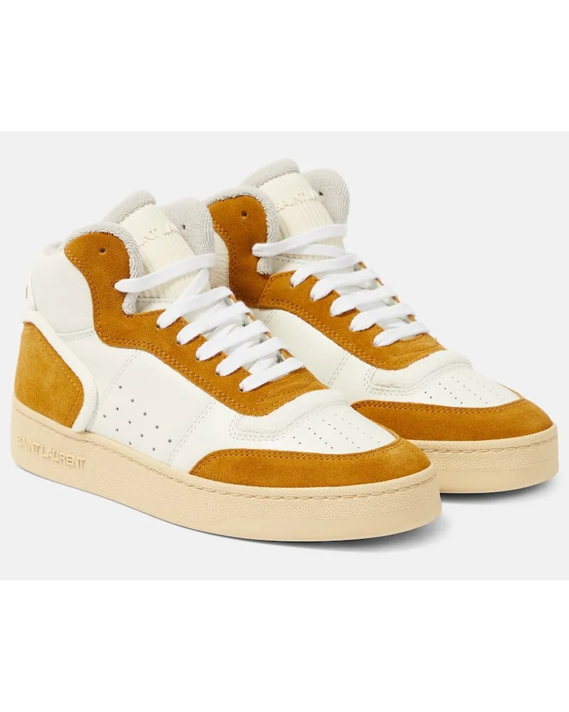 Saint Laurent Sneakers SL/80 mit Veloursleder Weiss