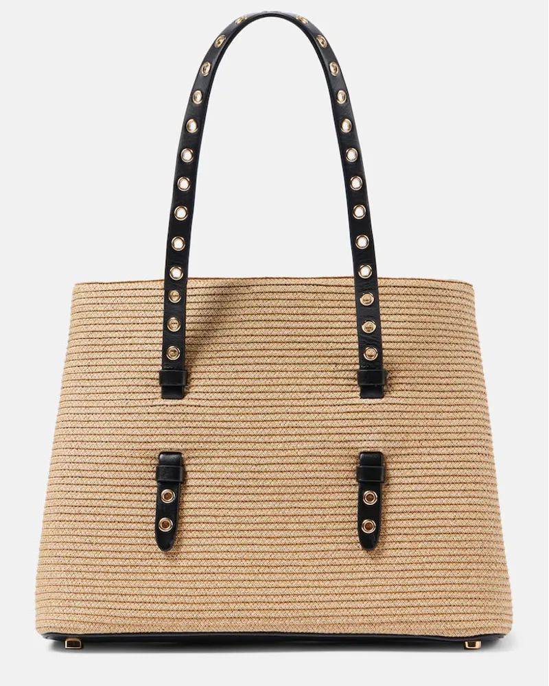 Alaïa Alaia Tote Mina 25 Medium aus Raffiabast Nude