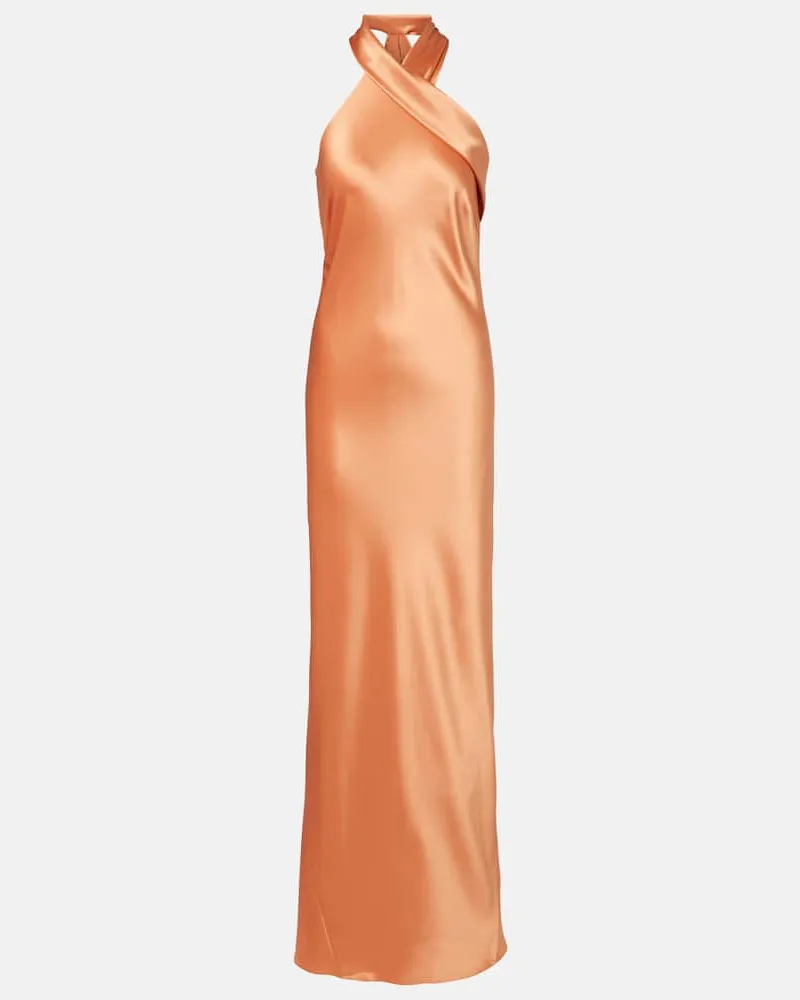 GALVAN Robe Pandora aus Satin Schwarz