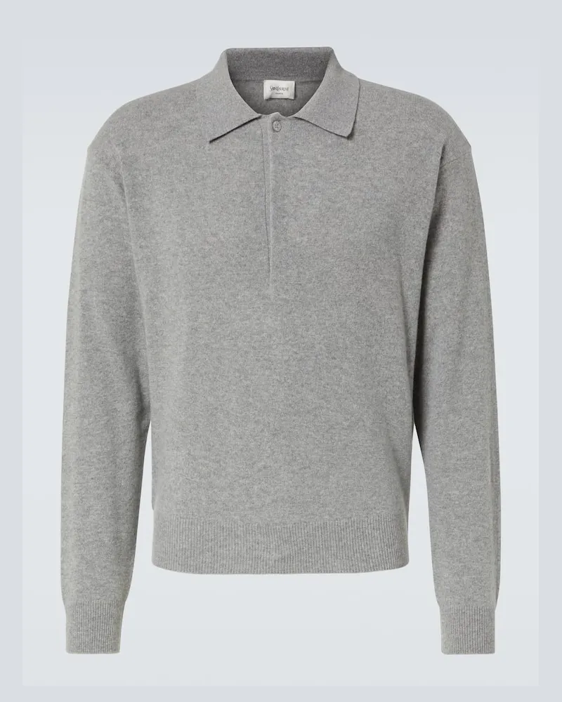 Saint Laurent Polopullover aus Wolle Grau