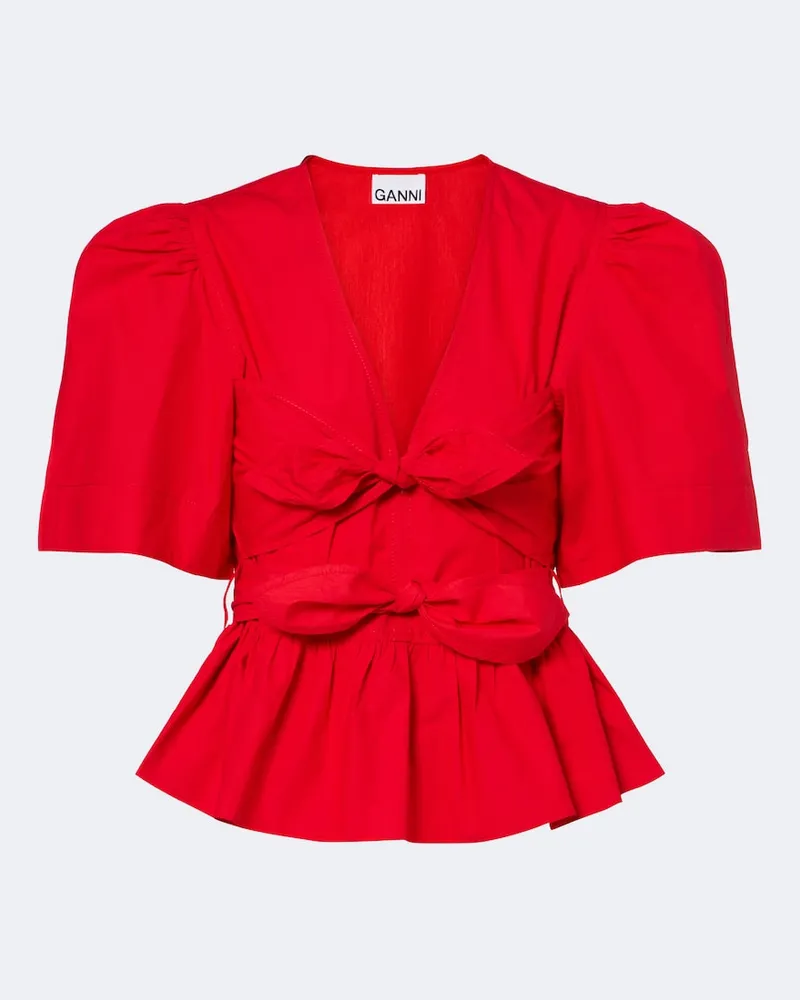 Ganni Bluse aus Baumwollpopeline Rot