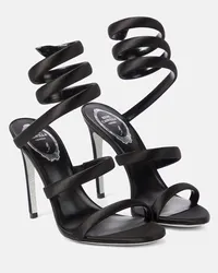 René Caovilla Verzierte Sandalen Margot aus Satin Schwarz