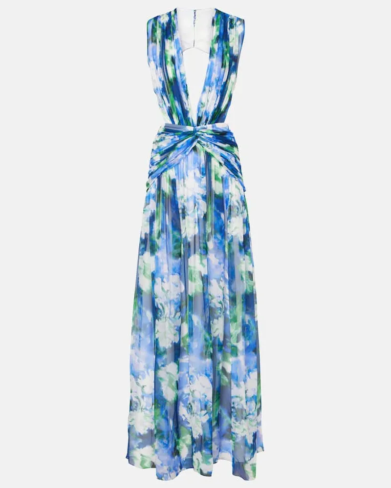 COSTARELLOS Robe aus Seidengeorgette Blau
