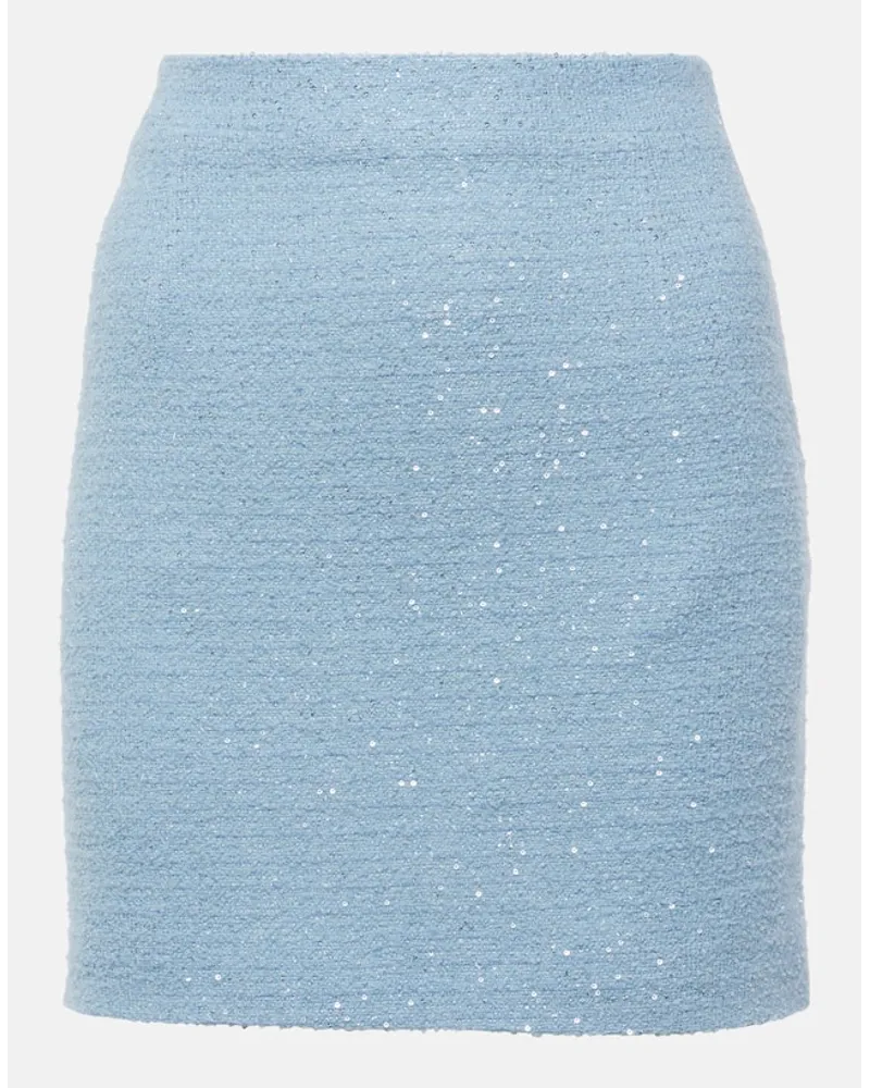 Alessandra Rich Minirock aus Tweed mit Pailletten Blau