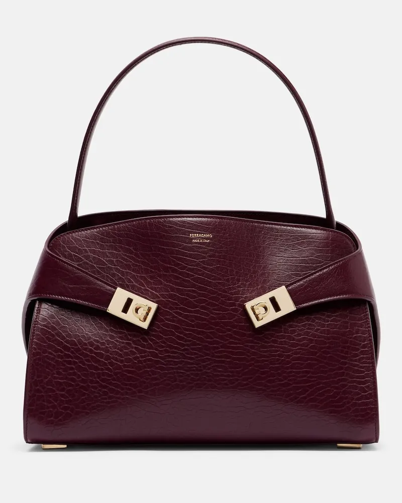 Ferragamo Schultertasche Hug Medium aus Leder Burgund