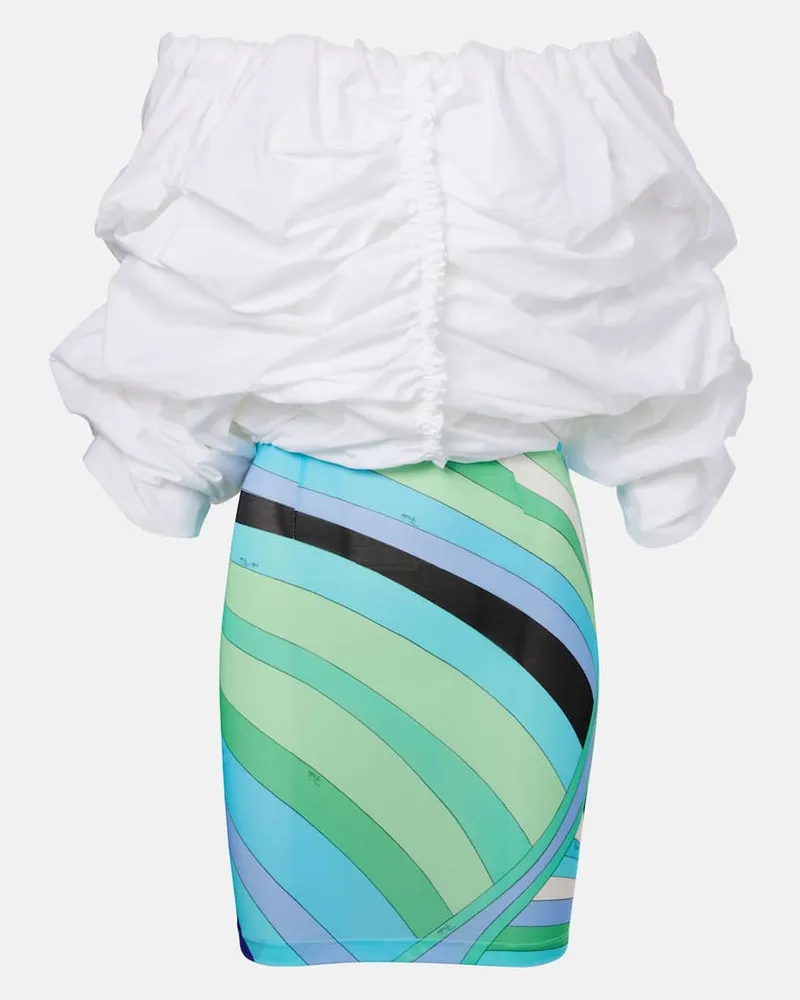 Emilio Pucci Off-Shoulder-Minikleid aus Baumwolle Multicolor