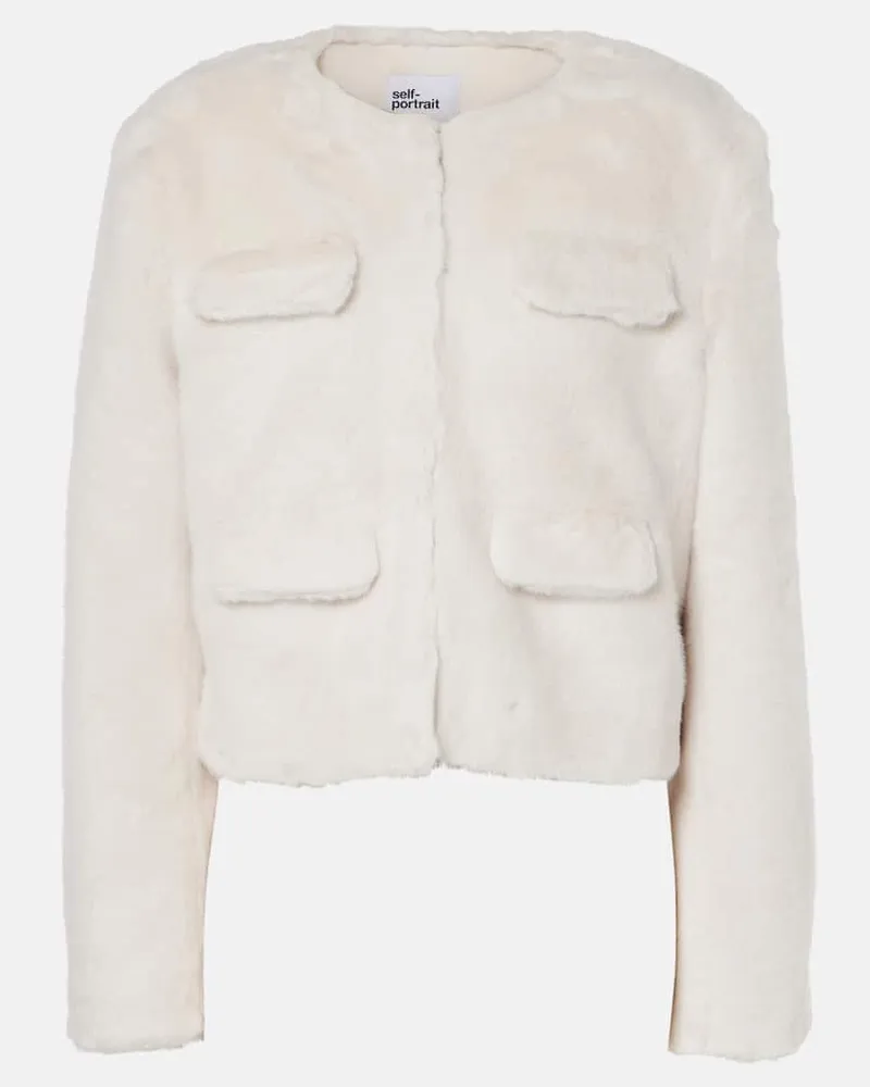 Self-Portrait Jacke aus Faux Shearling Weiß