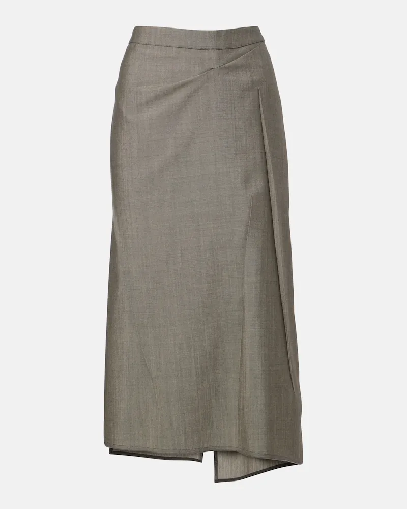 Victoria Beckham Midirock aus Wolle und Mohair Grau