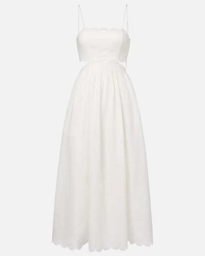Zimmermann Midikleid Rhiannon aus Leinen Weiß