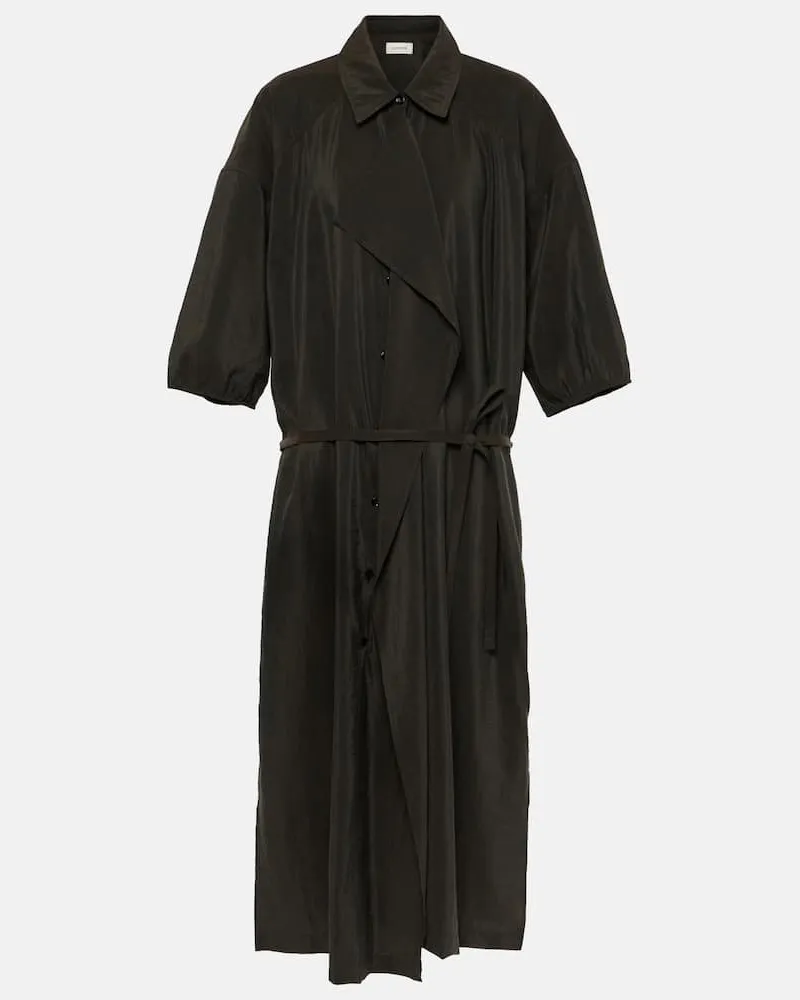 Christophe Lemaire Hemdblusenkleid aus einem Seidengemisch Braun