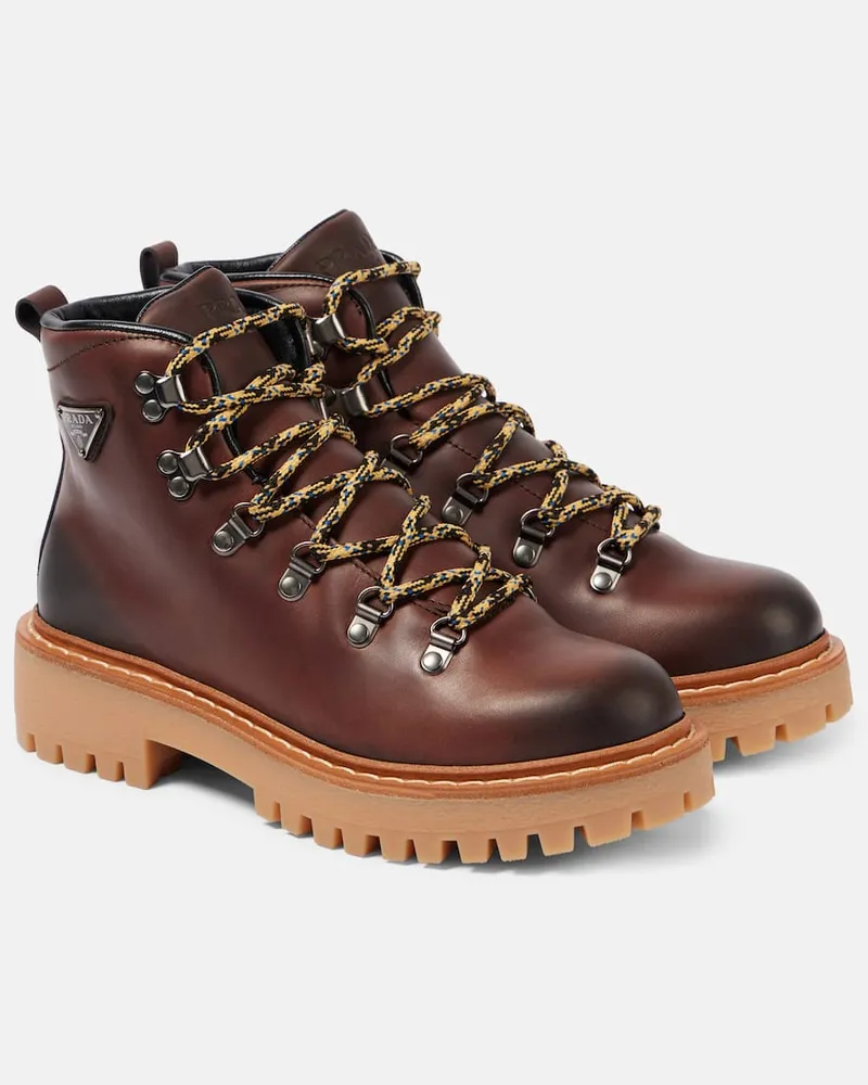 Prada Schnürstiefel St. Moritz aus Leder Schwarz